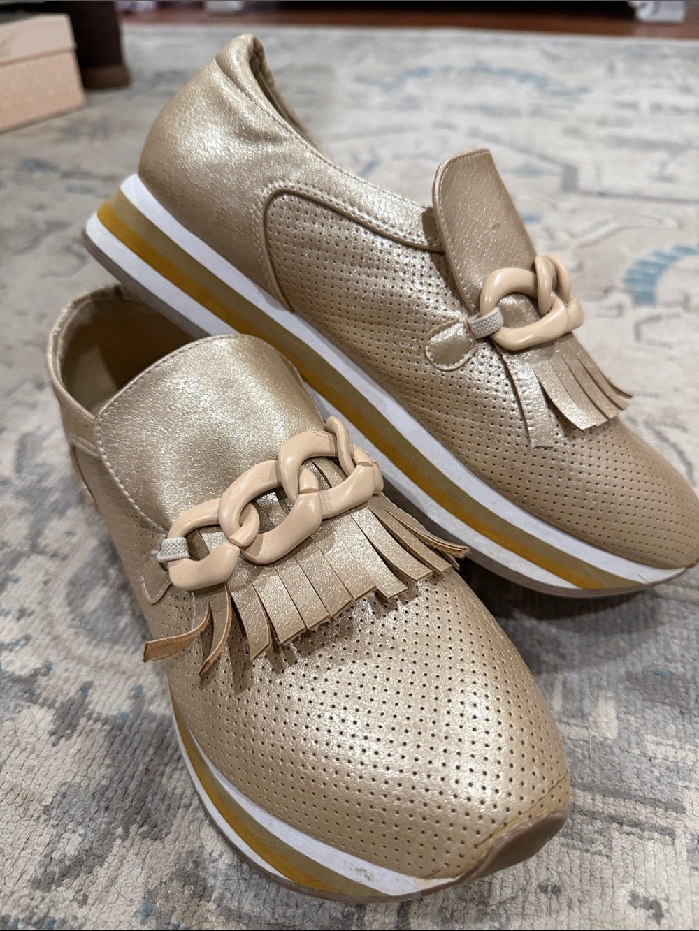 Coconuts by Matisse Gold Metallic Fringe Slip-On Sneakers